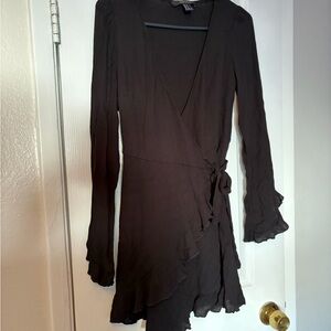 Forever 21 Black Ruffle Wrap Dress